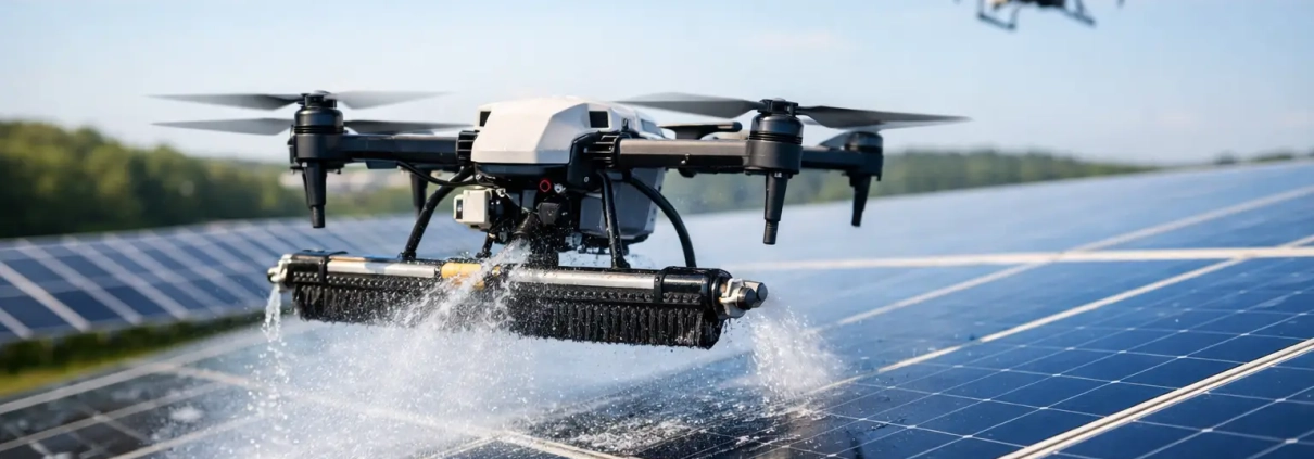 Can Drones Clean Solar Panels Safely and Well?