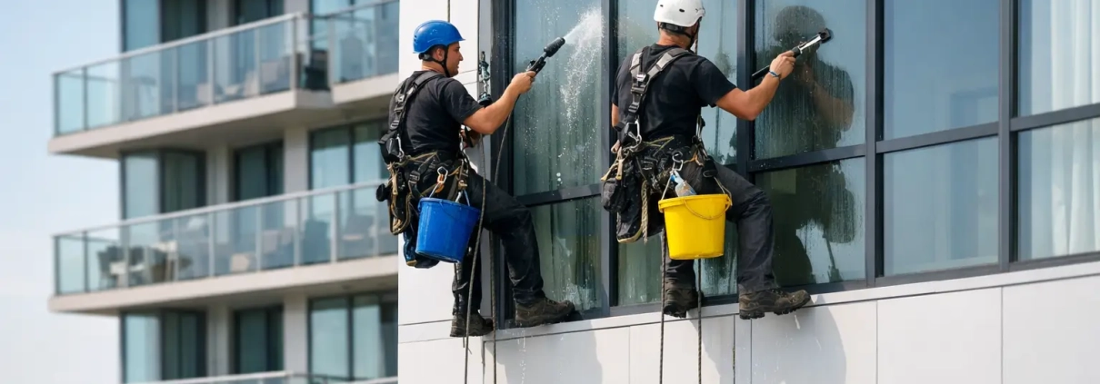 Condo Facade Cleaning Without Scaffolding