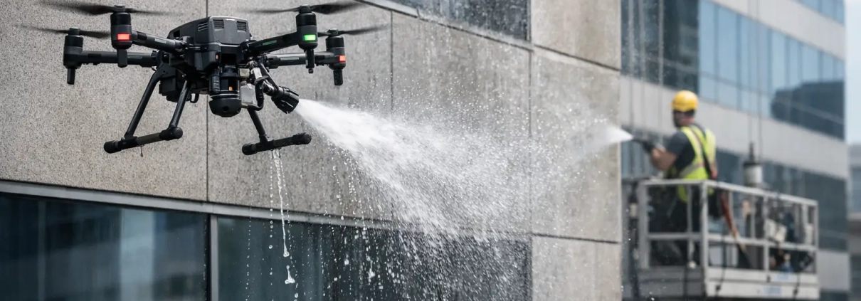 Drone Building Washing for Safer, Cleaner Exteriors