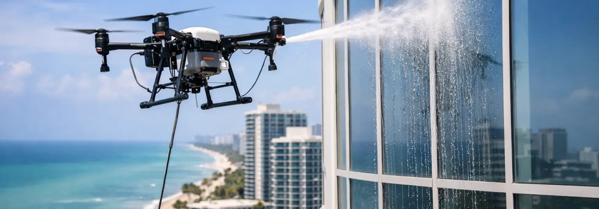 Drone Cleaning for Tall South Florida Buildings