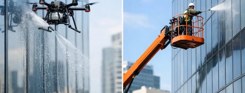 Drone Washing Versus Boom Lifts for Tall Buildings