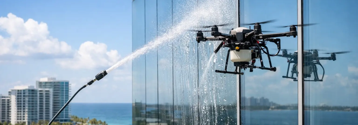 Drone Window Washing for South Florida Buildings