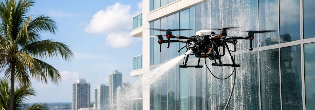 Exterior Drone Cleaning for South Florida Buildings