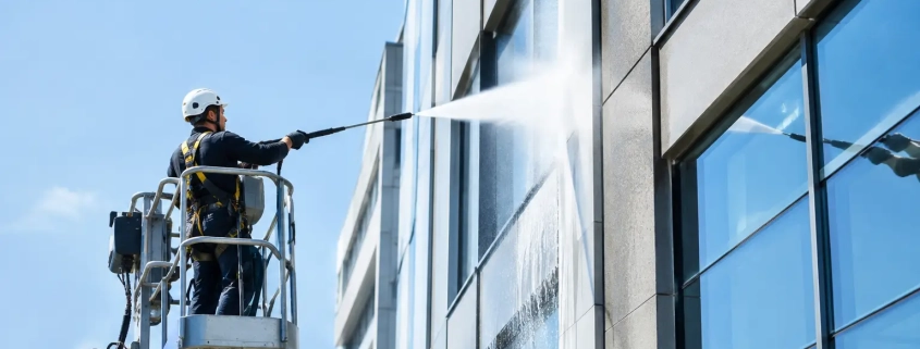 How Aerial Washing Protects Facades Safely