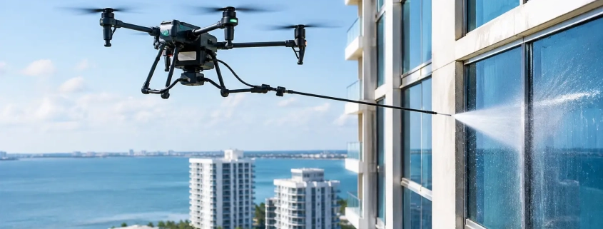 Drone Exterior Cleaning for South Florida Buildings